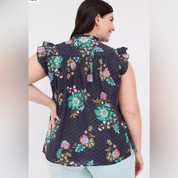 Lane Bryant Flutter-Sleeve Ruffle-Neck Blouse Size 22 3X - Picture 4 of 9